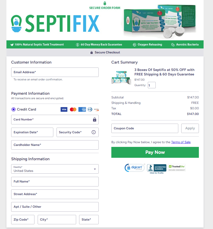 Septifix Order Page